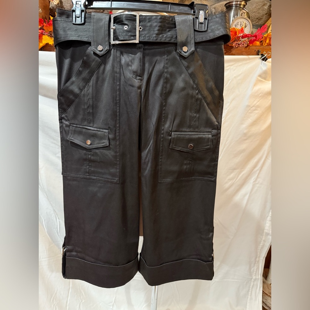Black Solid Novelty Pants
